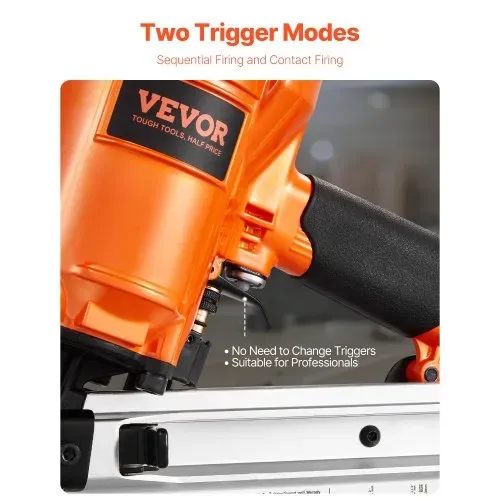 VEVOR Druckluft Nagler, 50 bis 90 mm, 21 Grad Rundkopf, pneumatische Nagelpistole mit zwei Auslösemodi & Tiefeneinstellung, 80-120 PSI Pro Druckluftnagler für Rahmen, Bodenbeläge & Terrassendielen – Bild 3