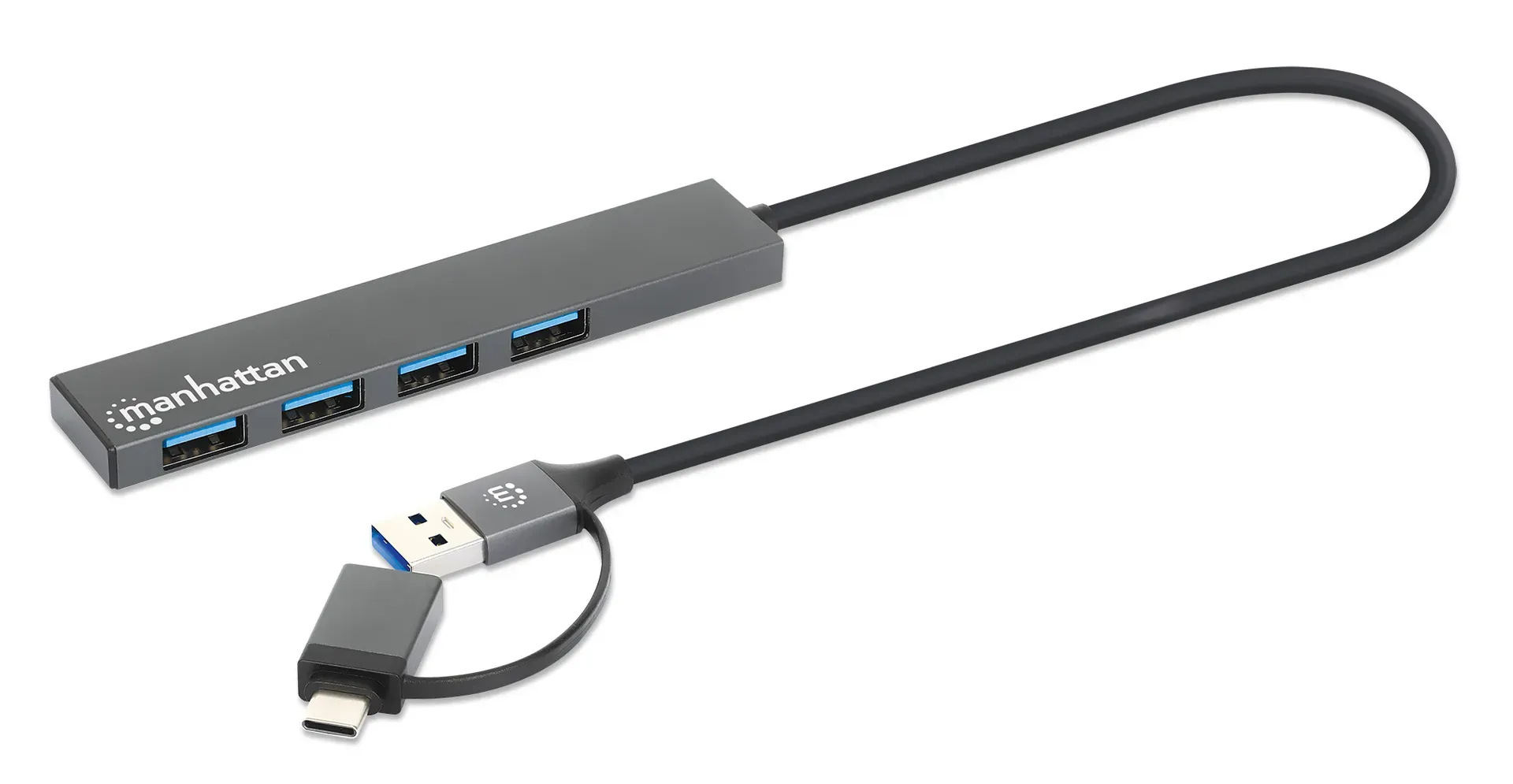 Manhattan 181006 Schnittstellen-Hub USB 3.2 Gen 1 (3.1 Gen 1) Type-A 5000 Mbit/s Grau – Bild 2