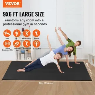 VEVOR Trainingsmatte, rutschfeste, hochdichte Premium-Yogamatte, Trainings-Yogamatte für Männer und Frauen, Fitness- und Trainingsmatte mit Tasche und Tragegurt, für alle Arten von Heim-Yoga, Pilates und Bodentraining (2,7 x 1,8 m) VEVOR Trainingsmatte, rutschfeste, hochdichte Premium-Yogamatte, Trainings-Yogamatte für Männer und Frauen, Fitness- und Trainingsmatte mit Tasche und Tragegurt, für alle Arten von Heim-Yoga, Pilates und Bodentraining (2,7 x 1,8 m)
