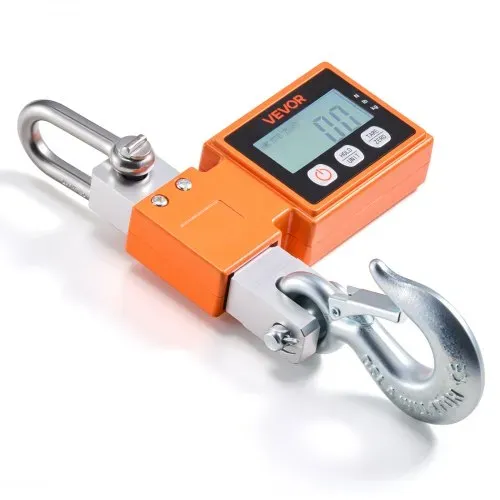 VEVOR Kranwaage 500 kg, Digitale Industriewaage mit Gehäuse aus Aluminiumguss & LCD-Display, Wildwaage 100-g-Teilung & 3-Stufiger, Abschaltautomatik, Hakenwaage, Zugwaage für Garagen, Werkstatt – Bild 8