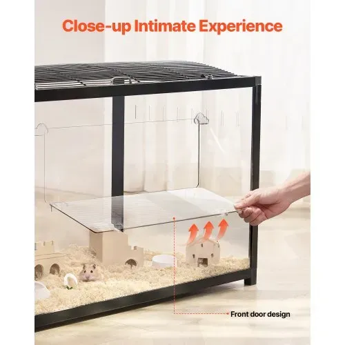 VEVOR Hamsterkäfig, 360°-Sicht, transparenter Hamsterlebensraum, Kleintierkäfig, 96x47x55 cm, belüfteter Mäusekäfig mit Vordertür, Rattenkäfig, tragbares Hamsterhaus für Ratten, Meerschweinchen – Bild 5
