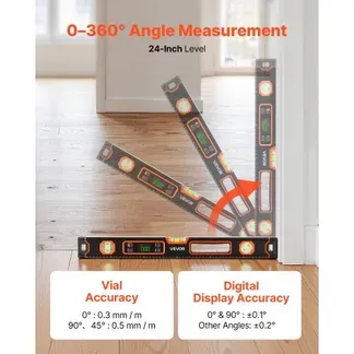 VEVOR Digitale Wasserwaage mit LCD-Display, 60 cm Richtwaage mit 3 Libellen 90°/45°/0°, Meganetische Maurerwaage mit IP54 Wasserschutz & 2 Batterien, 360° Messwerkzeug für Baustelle Hausrenovierung VEVOR Digitale Wasserwaage mit LCD-Display, 60 cm Richtwaage mit 3 Libellen 90°/45°/0°, Meganetische Maurerwaage mit IP54 Wasserschutz & 2 Batterien, 360° Messwerkzeug für Baustelle Hausrenovierung