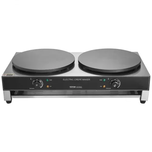VEVOR elektrischer Crepemaker Crepe-Maschine mit Doppelkopf 6000 W flache Crepe-Grillplatte, Pfannkuchenherd aus Edelstahl, Cerealien-Pfannkuchenherd, Temperaturregelung (kein Stecker) – Bild 10