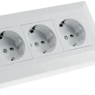 3-fach Steckdosenblock, weiß 250V~/ 16A, Aufbaumontage 3-fach Steckdosenblock, weiß 250V~/ 16A, Aufbaumontage