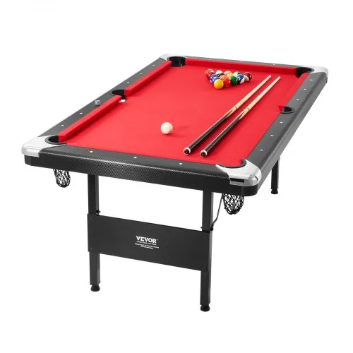 VEVOR Billardtisch, 1,9 m Billardtisch, Tragbarer & Klappbarer Tisch, Billardtisch-Set inkl. Bällen, Queues, Kreide, Schwarz mit Rotem Tuch, Perfekt für Familienspielzimmer, Kinder und Erwachsene VEVOR Billardtisch, 1,9 m Billardtisch, Tragbarer & Klappbarer Tisch, Billardtisch-Set inkl. Bällen, Queues, Kreide, Schwarz mit Rotem Tuch, Perfekt für Familienspielzimmer, Kinder und Erwachsene