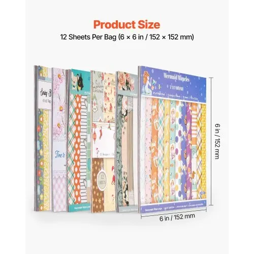 VEVOR Scrapbook-Papier, 72 Blätter 152x152 mm, Gemischtes Bastelpapier für VEVOR Stanz- & Prägemaschinen, Gemustertes Design für Dekorationen, Scrapbooking, Kartenherstellung & DIY-Bastelarbeiten – Bild 2