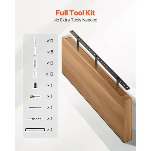 VEVOR Regalhalterung, 1 Stk., Schwerlast Regalhalter 86 kg Tragkraft, Regalträger 863,6x157,4x38,1 mm, für versteckte Regale, unsichtbare Halterung für schwebende Regale zur Wandmontage – Bild 5
