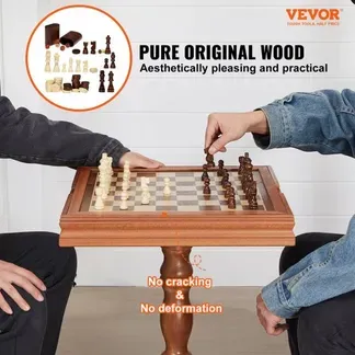 VEVOR Schachspiel aus Holz, 650 x 650 x 675 mm Schachspielset, Desktop Schachbrettspiele mit Schachfiguren, Schachset Set für Party Familie Aktivitäten, Reiseschach, Kinder, Chess Board VEVOR Schachspiel aus Holz, 650 x 650 x 675 mm Schachspielset, Desktop Schachbrettspiele mit Schachfiguren, Schachset Set für Party Familie Aktivitäten, Reiseschach, Kinder, Chess Board