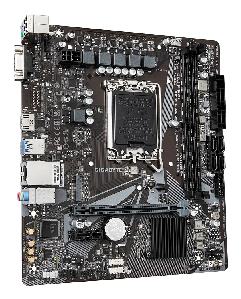 GIGABYTE H610M H V2 Mainboard - Unterstützt Intel Core Prozessoren 14th CPUs, 4+1+1 Hybrid Digital VRM, up to 5600MHz DDR5, 1xPCIe 3.0 M.2, GbE LAN, USB 3.2 Gen 1 – Bild 3