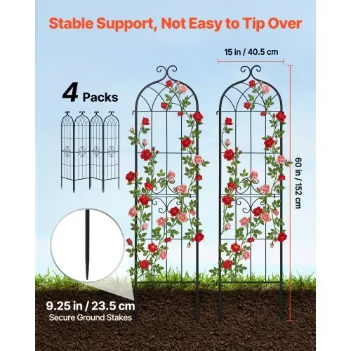 VEVOR Rankgitter, 152×40,5 cm 4er-Pack, Metall Rankhilfe mit Pulverbeschichteter Oberfläche & Verriegelungsmechanismus, Kletterhilfe, Garten Spalier, Pflanzengitter für Blumen, Gemüse & Rosen VEVOR Rankgitter, 152×40,5 cm 4er-Pack, Metall Rankhilfe mit Pulverbeschichteter Oberfläche & Verriegelungsmechanismus, Kletterhilfe, Garten Spalier, Pflanzengitter für Blumen, Gemüse & Rosen
