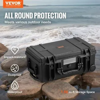 VEVOR wetterfester Hartschalenkoffer Trockenboxen mit vorgeschnittenem Schaumstoff, Rollen und einziehbaren Griffen für Reisen, IP67 wasserdichtes Gehäuse für Kameras Schwarz (55 x 34 x 24 cm) VEVOR wetterfester Hartschalenkoffer Trockenboxen mit vorgeschnittenem Schaumstoff, Rollen und einziehbaren Griffen für Reisen, IP67 wasserdichtes Gehäuse für Kameras Schwarz (55 x 34 x 24 cm)