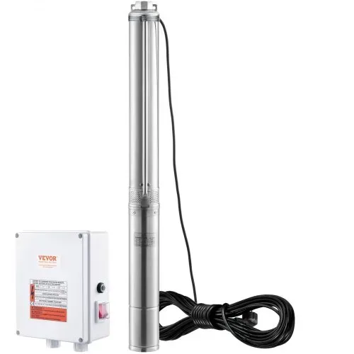 VEVOR Tiefbrunnen-Tauchpumpe, 2200 W, 230 V, 9,8 m³/h Durchfluss, 144 m Förderhöhe, mit 19,4 m Kabel und externer Steuerbox, Edelstahl-Wasserpumpen für industrielle Bewässerung und den Heimgebrauch, IP68 wasserdicht – Bild 9