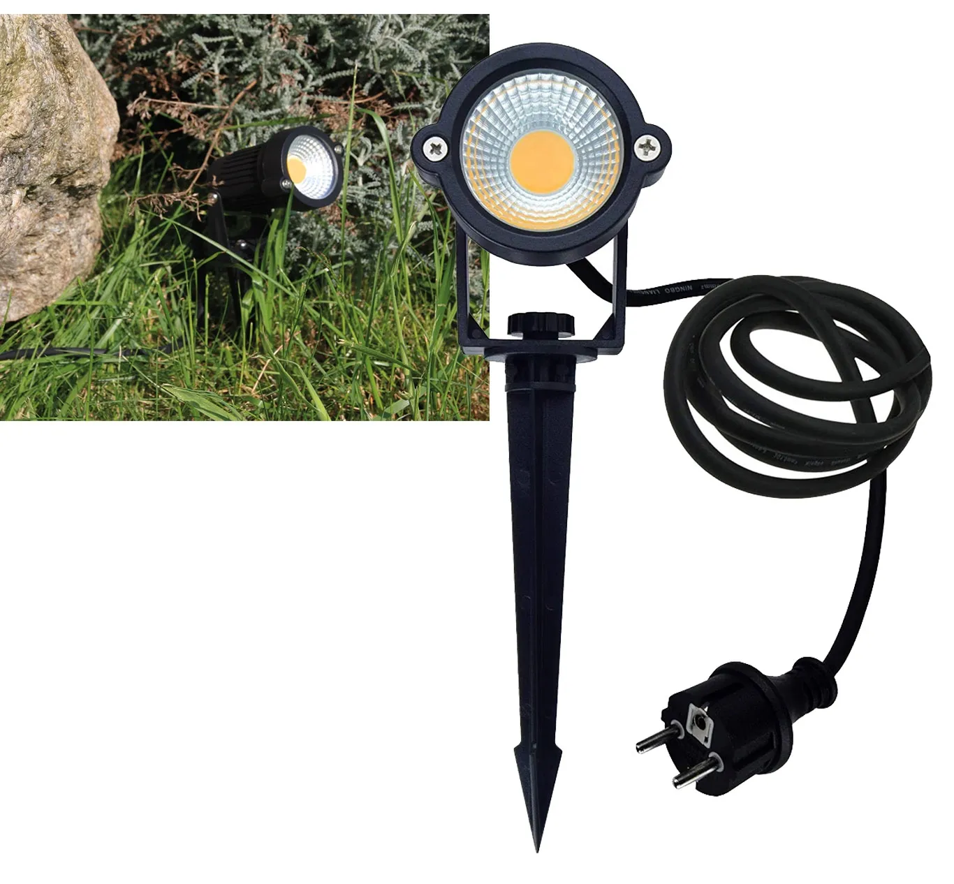 LED Gartenleuchte „CT-GS5“ 5W, IP44 230V, 1,5m Kabel+Erdspieß, warmweiß LED Gartenleuchte „CT-GS5“ 5W, IP44 230V, 1,5m Kabel+Erdspieß, warmweiß