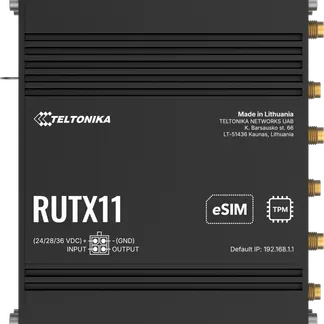 Teltonika · Router · RUTX11 · LTE CAT6 Router WLAN, Dual Band WiFi (Wave-2 802.11ac), 4x Gigabit LAN Port, Bluetooth, 2 SIM, USB, GNSS, M2M · eSIM Teltonika · Router · RUTX11 · LTE CAT6 Router WLAN, Dual Band WiFi (Wave-2 802.11ac), 4x Gigabit LAN Port, Bluetooth, 2 SIM, USB, GNSS, M2M · eSIM