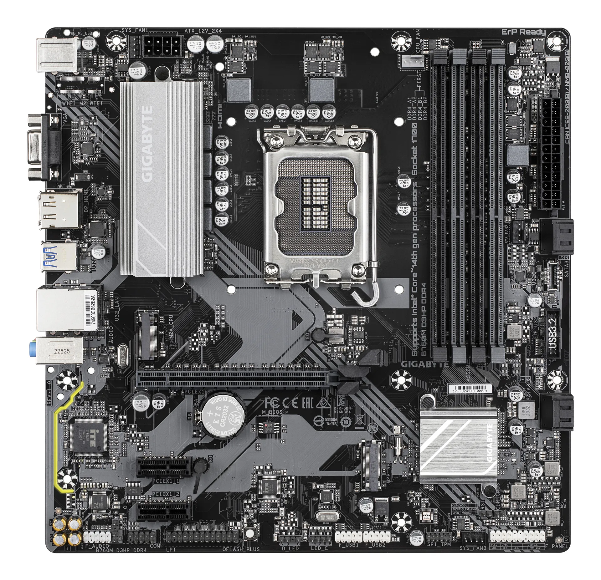 GIGABYTE B760M D3HP DDR4 Motherboard - Unterstützt Intel Core 14. Generation CPUs, 4+1+1 Phasen Digital VRM, bis zu 5333MHz DDR4 (OC), 2xPCIe 4.0 M.2, GbE LAN, USB 3.2 Gen1 – Bild 2