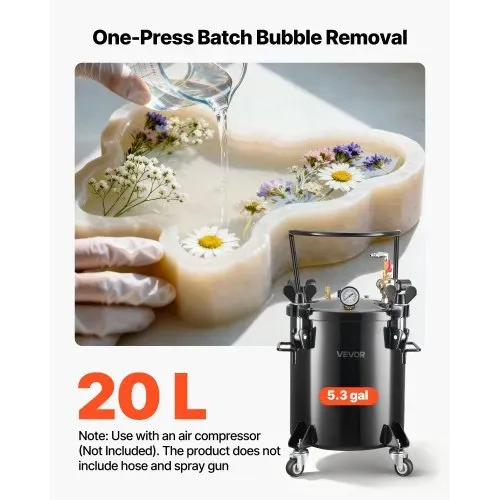 VEVOR Druckbehälter für Sprühfarbe, 20 L Drucktank aus Stahl mit 2 Anschlüssen (EU/AU) für Heimgebrauch Heimwerkerarbeiten Kunstkreationen, Farbbehälter mit großem Durchmesser & 4 Rollen VEVOR Druckbehälter für Sprühfarbe, 20 L Drucktank aus Stahl mit 2 Anschlüssen (EU/AU) für Heimgebrauch Heimwerkerarbeiten Kunstkreationen, Farbbehälter mit großem Durchmesser & 4 Rollen