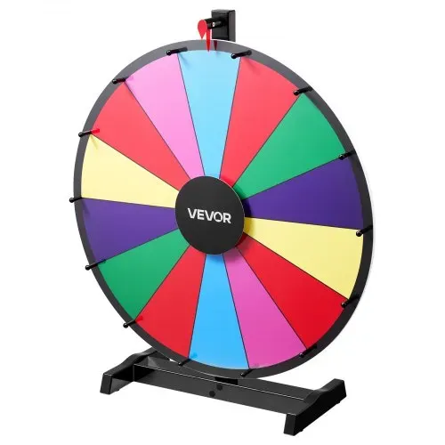 VEVOR Glücksrad Drehrad (61 cm) 14 Slots Glücksrad mit Ständer, Lotteriespiele Gewinn-Roulette mit Tafelschwamm & 2 Markern, 6 Farben, Spinning Prize Wheel ideal für Party Kneipe Messe – Bild 8