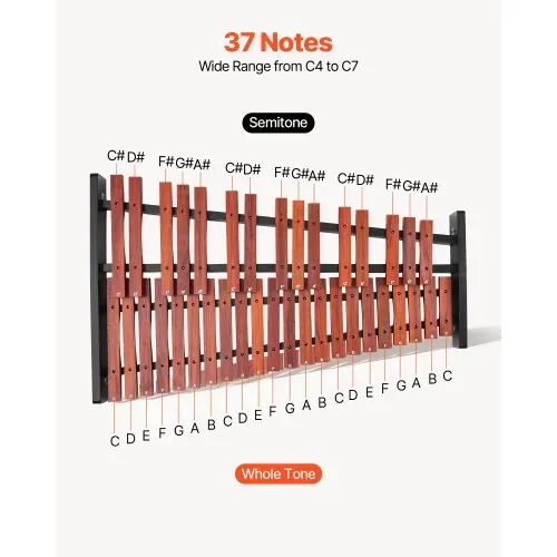 VEVOR Glockenspiel, 37 Noten, professionelles Xylophon-Schlaginstrument aus Holz, mit höhenverstellbarem Ständer aus Kohlenstoffstahl, 4 Schlägeln, Tragetasche, Musikinstrumenten-Set für Anfänger VEVOR Glockenspiel, 37 Noten, professionelles Xylophon-Schlaginstrument aus Holz, mit höhenverstellbarem Ständer aus Kohlenstoffstahl, 4 Schlägeln, Tragetasche, Musikinstrumenten-Set für Anfänger