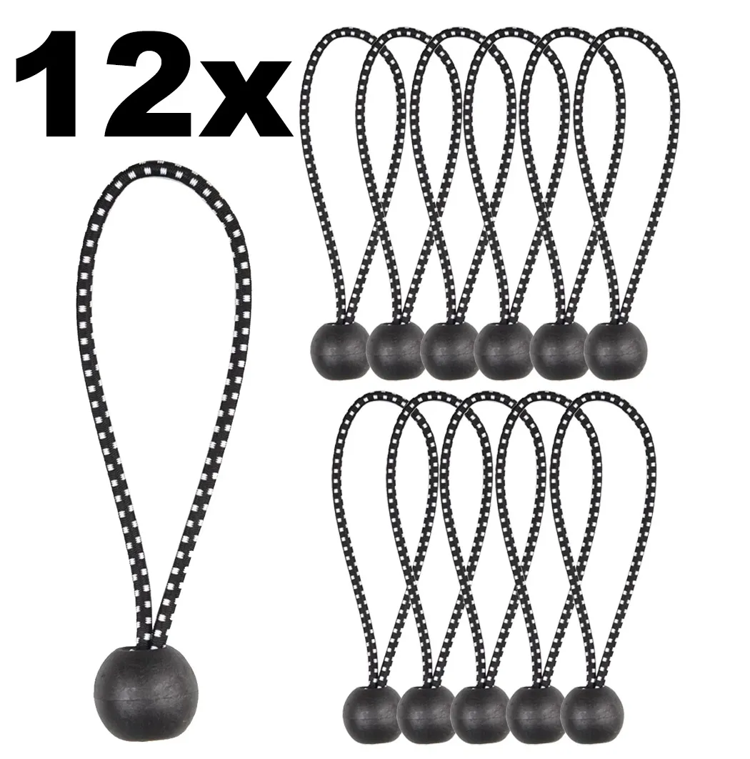 Spanngummi mit Kugel, 12er Pack Elastisch, Länge 12cm, schwarz Spanngummi mit Kugel, 12er Pack Elastisch, Länge 12cm, schwarz