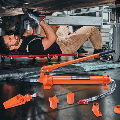 VEVOR Hydraulikzylinder Bausatz, tragbarer hydraulischer Wagenheber 10 t, mit 1,4 m Ölschlauch, Autokarosserierahmen-Reparaturset mit Aufbewahrungskoffer für Autoreparatur, Lkw, Bauernhof, Orange – Bild 7
