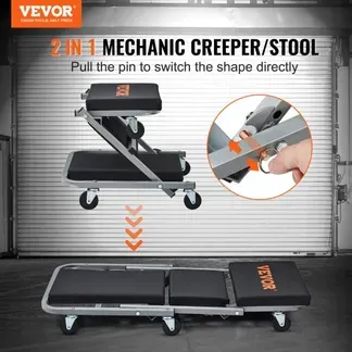 VEVOR 2 in 1 KFZ Werkstatt Rollbrett Werkstattliege, Montageliege Werkstatthocker 915 x 415 x 128 mm Montagerollbrett Sitz, Stahl + Vinyl 360° Lenkrollen Klappsitz bis 136 kg Belastbar Rollliege VEVOR 2 in 1 KFZ Werkstatt Rollbrett Werkstattliege, Montageliege Werkstatthocker 915 x 415 x 128 mm Montagerollbrett Sitz, Stahl + Vinyl 360° Lenkrollen Klappsitz bis 136 kg Belastbar Rollliege