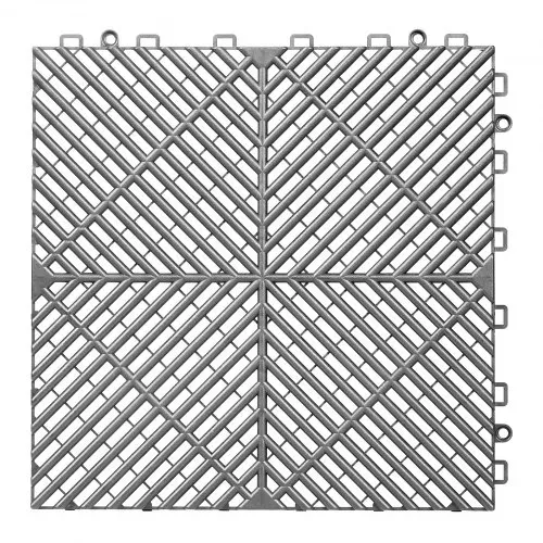 VEVOR Ineinandergreifende Drainagematten Set (50-tlg.) 31 x 31 cm, Garagenbodenfliesen Rutschfeste Klickfliesen aus PP, Modularer Garagenboden für Bad Küche Pool Außenbereich, Selbstentwässernd, Grau – Bild 10