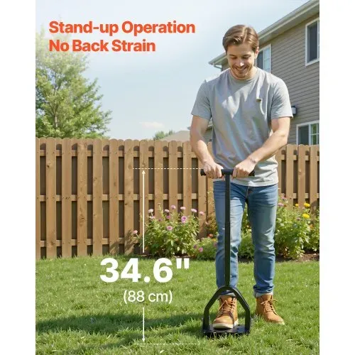 VEVOR Rasenlüfter 23,5 cm Manuell, Aerifizierer für Rasen mit 15 Eisen Spikes Langem T-Griff Breiter Platte, Bodenbelüften Werkzeug Rasenbelüfter für Verdichtete Böden Rasenpflege Hof Garten, Schwarz – Bild 3