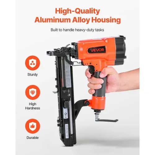 VEVOR Druckluftnagler, 26,4 mm breite Krone, Drucklufttacker, 16-38 mm Länge, 70–120 PSI Druckluft Nagelpistole mit zwei Schussmodi für Dachterrassen, Wandverkleidungen, Zäune, Unterböden – Bild 5