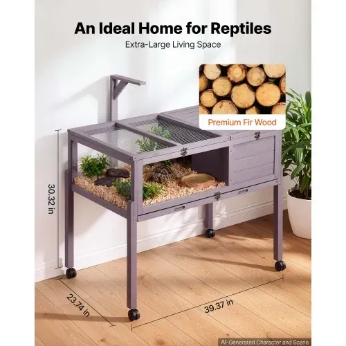 VEVOR Schildkrötenhaus Schildkrötengehege Reptilienkäfig 1000x603x770 mm, für Schildkröten, Tannenholz, mit 2 Räumen Rolle Ausziehbarer Ablage Lampenständer Aufklappbarem Deckel & Acryl-Sichtfenster VEVOR Schildkrötenhaus Schildkrötengehege Reptilienkäfig 1000x603x770 mm, für Schildkröten, Tannenholz, mit 2 Räumen Rolle Ausziehbarer Ablage Lampenständer Aufklappbarem Deckel & Acryl-Sichtfenster