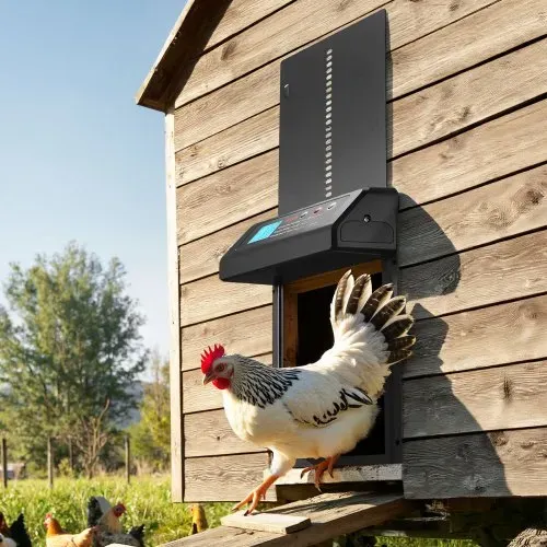 VEVOR Automatische Hühnerklappe, Hühnerstalltür mit Timer, manueller Einstellung & Einklemmschutz, Elektrischer Hühnerauslauf-Toröffner mit wasserdichter Versiegelung, Schwarz, 350x250x73 mm – Bild 7