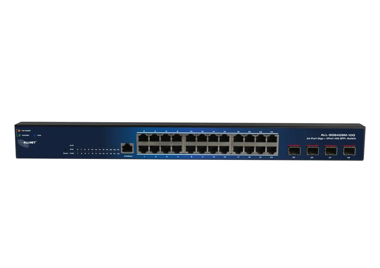 ALLNET Switch smart managed Layer2 24 Port • 24x GbE • 4x SFP+ • 19" • Lüfterlos • ALL-SG8428M-10G – Bild 2