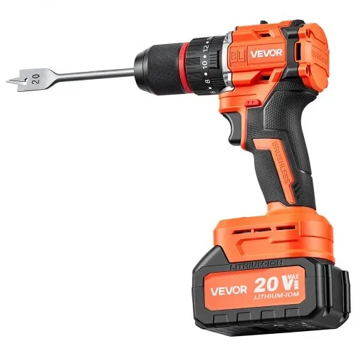 VEVOR Akku-Schlagbohrschrauber 20V 12,7mm 30.000IPM 500U/min/2.000 U/min, zum Bohren in Holz & Metall sowie zum Schrauben, 4000-mAh-Lithium-Ionen-Akku & Ladegerät, mit Ganzmetall-Bohrfutter, 65 Nm – Bild 8