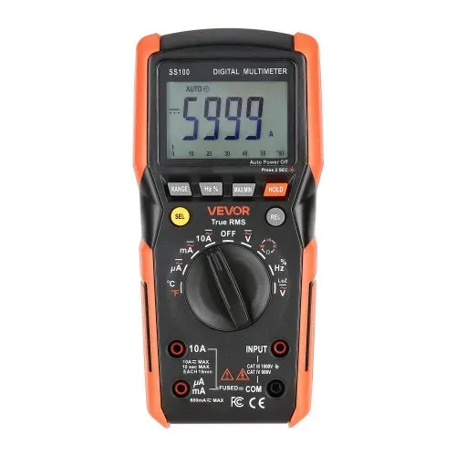 VEVOR Digitalmultimeter, 6000-Count TRMS DC/AC-Voltmeter-Stromtester, automatischer Bereichswahl für Strom, Spannung, Widerstand, Kapazität, Temperatur, Dioden, Durchgang, niedrige Impedanzmessung – Bild 8