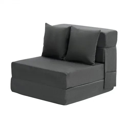 VEVOR 3 in 1 Klappsofa faltbares Schlafsofa mit 2 Kissen & waschbarem Bezug, umwandelbarer Schlafsessel aus 25D Memory Foam, Bettcouch für Wohnzimmer Schlafzimmer, Dunkelgrau (Einzelbett) – Bild 9