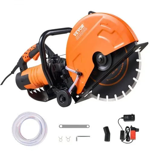 VEVOR Elektrische Betonsäge, 356 mm, Hochleistungs-Kreissäge 2800 W, Schnitttiefe 127 mm, Nass-/Trocken-Scheibensäge mit Wasserrohr, Wasserpumpe, Sägeblatt, für Stein und Ziegel – Bild 8