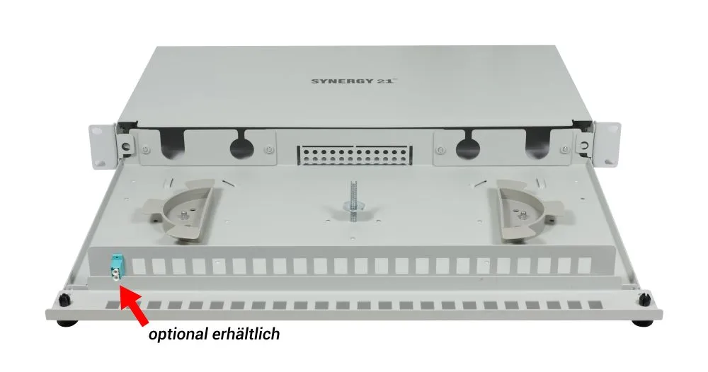 LWL-Patchpanel für 24xLC-Duplex-Buchsen, 19"/1HE, ohne LC-Kupplungen, Lichtgrau, Synergy 21, – Bild 3