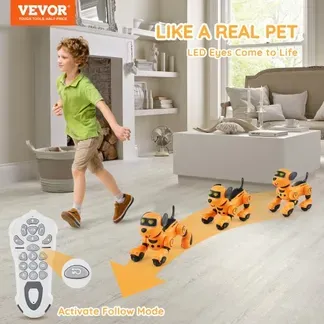 VEVOR Ferngesteuertes Roboter-Hundespielzeug, 2,4 GHz RC-Hund, programmierbares intelligentes interaktives Roboter-Haustier für Kinder mit Folgefunktion, Berührungs- und Sprachsteuerung, singendes, tanzendes RC-Stunt-Spielzeug für Jungen und Mädchen ab 3 Jahren VEVOR Ferngesteuertes Roboter-Hundespielzeug, 2,4 GHz RC-Hund, programmierbares intelligentes interaktives Roboter-Haustier für Kinder mit Folgefunktion, Berührungs- und Sprachsteuerung, singendes, tanzendes RC-Stunt-Spielzeug für Jungen und Mädchen ab 3 Jahren