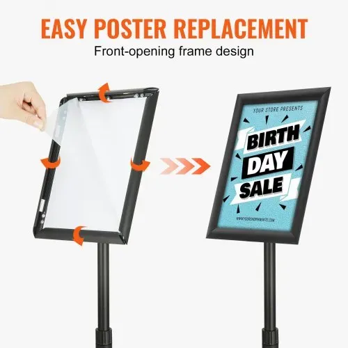 VEVOR Informationsständer mit Sockel 279 x 216 mm Infoständer Einstellbare Höhe 820-1250 mm Posterständer, Robuster Schilderhalter Aufsteller Gefüllt mit Sand oder Wasser, für Displays, Werbung – Bild 5