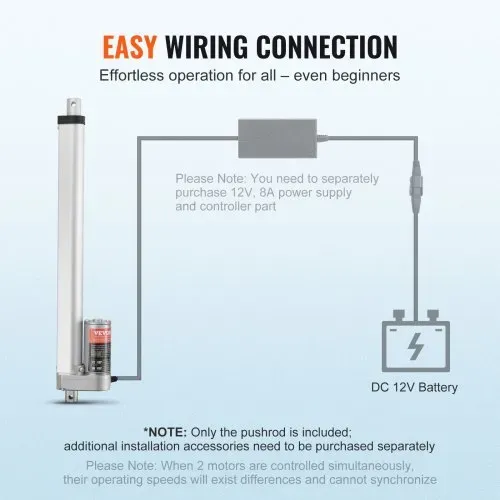 VEVOR 1000N Linear Actuator DC 12V Linearantrieb IP54 Elektrischer Linearmotor 300mm Hublänge Geräuschpegel ≤50dB Elektrische Türöffner 14mm/s Fahrgeschwindigkeit Lineartechnik Verstellantrieb – Bild 5
