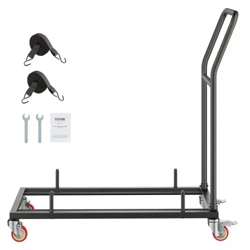 VEVOR Klappstuhlständer, 136 kg Tragkraft, L-förmiger horizontaler Stuhlwagen für 25 Stühle, robuster Stuhl-Aufbewahrungswagen aus Metall mit Gummirädern und -haltern, großer Stuhlhalter, Mattschwarz – Bild 8