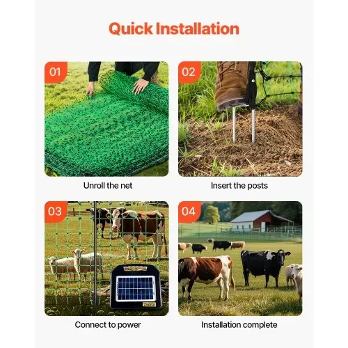 VEVOR Elektrozaunnetz, 127 cm H x 49 m L, Viehzaunnetz mit Pfosten & Pfählen, Maschennetze für Ziegen, Schafe, Hirsche, Schweine, Hunde, Elektrozäune für Hinterhöfe, Gärten, Bauernhöfe, Ranches – Bild 5