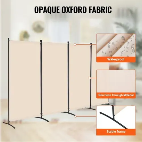 VEVOR Raumteiler 4 Paneele Paravent 3464 x 1840 x 520 mm, faltbarer Sichtschutz & tragbarer Trennwandteiler zur Raumtrennung, freistehende Raumteiler für Büro Schlafzimmer Arbeitszimmer, Beige – Bild 2