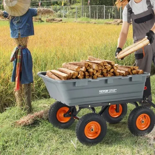 VEVOR Transportwagen, Gartenkarre mit leicht zu montierendem Stahlrahmen, Gartenwagen mit umwandelbarem 2-in-1-Griff, Mehrzweck-Schubkarre mit 680 kg Kapazität, 33 cm Reifen – Bild 7