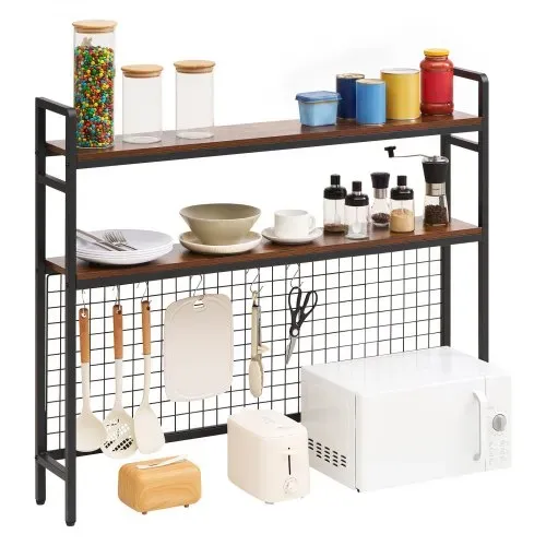 VEVOR Schreibtischregal 3 Ebenen Schreibtisch Bücherregal Organizer Schwarz, für Studentenwohnheim Zuhause & Büro zur Sortierung von Büchern Büromaterialien Metallrahmen & Holzablage Rutschfeste Füße – Bild 9