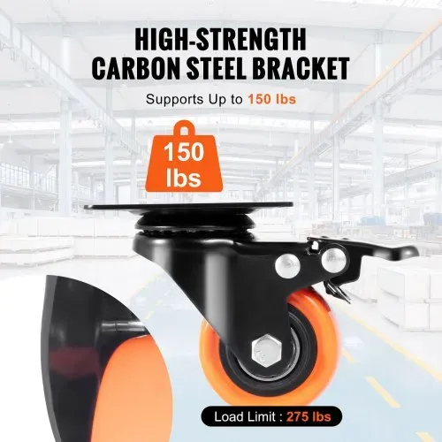 VEVOR Möbelrollen 4er-Set Lenkrollen PVC φ50,8mm Laufrollen 272kg Tragfähigkeit Transportrollen mit Doppelkugellagern Kastenrollen 360° Drehbar Schwerlastrollen für Häusern Büros Studios Fabriken – Bild 3