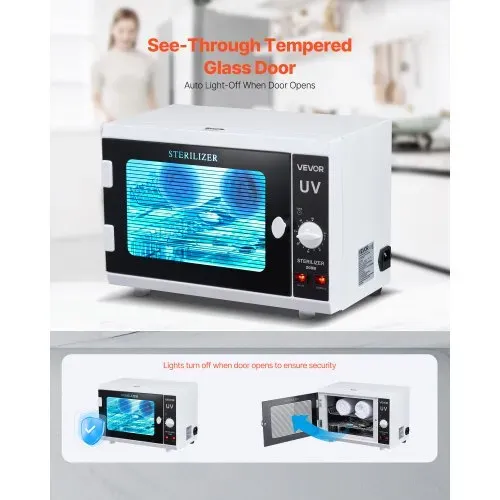 VEVOR UV Sterilisator Nagelwerkzeug-Reinigungsmaschine (12 L / 12 W) multifunktionale Nagelreiniger Sterilisator mit Timer-Einstellung & Knopfsteuerung Reinigungskabinett mit Tür aus gehärtetem Glas – Bild 4