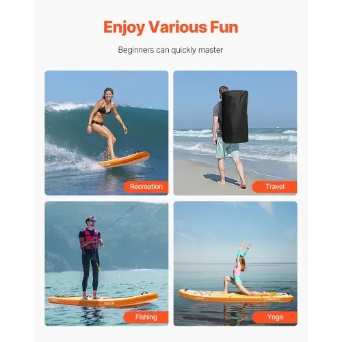 VEVOR aufblasbares Stand Up Paddle Board (304,8 x 83,8 x 15,2 cm) Paddleboard, Komplettset inkl. Pumpe Paddel Finne Rucksack, Knöchelleine Gurt, rutschfestes Deck für Jugendliche und Erwachsene – Bild 5