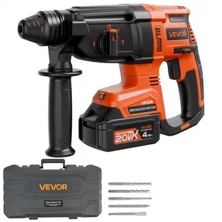 VEVOR 20 V bürstenloser Akku-Bohrhammer kabellos, Lithium-Ionen 28 mm Bohrhammer, SDS-Plus Elektro-Leichtbausatz mit Akku & Ladegerät & Tragekoffer, 4 Funktionen, 1200 U/min, 5300 BPM VEVOR 20 V bürstenloser Akku-Bohrhammer kabellos, Lithium-Ionen 28 mm Bohrhammer, SDS-Plus Elektro-Leichtbausatz mit Akku & Ladegerät & Tragekoffer, 4 Funktionen, 1200 U/min, 5300 BPM