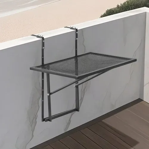 VEVOR Balkontisch, 61x41 cm, klappbarer Balkonhängetisch aus Metall, Klapptisch für Geländer im Freien, 5-stufig verstellbar, passend für Geländer von 1 bis 4,7 Zoll, Serviertisch für Terrasse & Deck – Bild 7