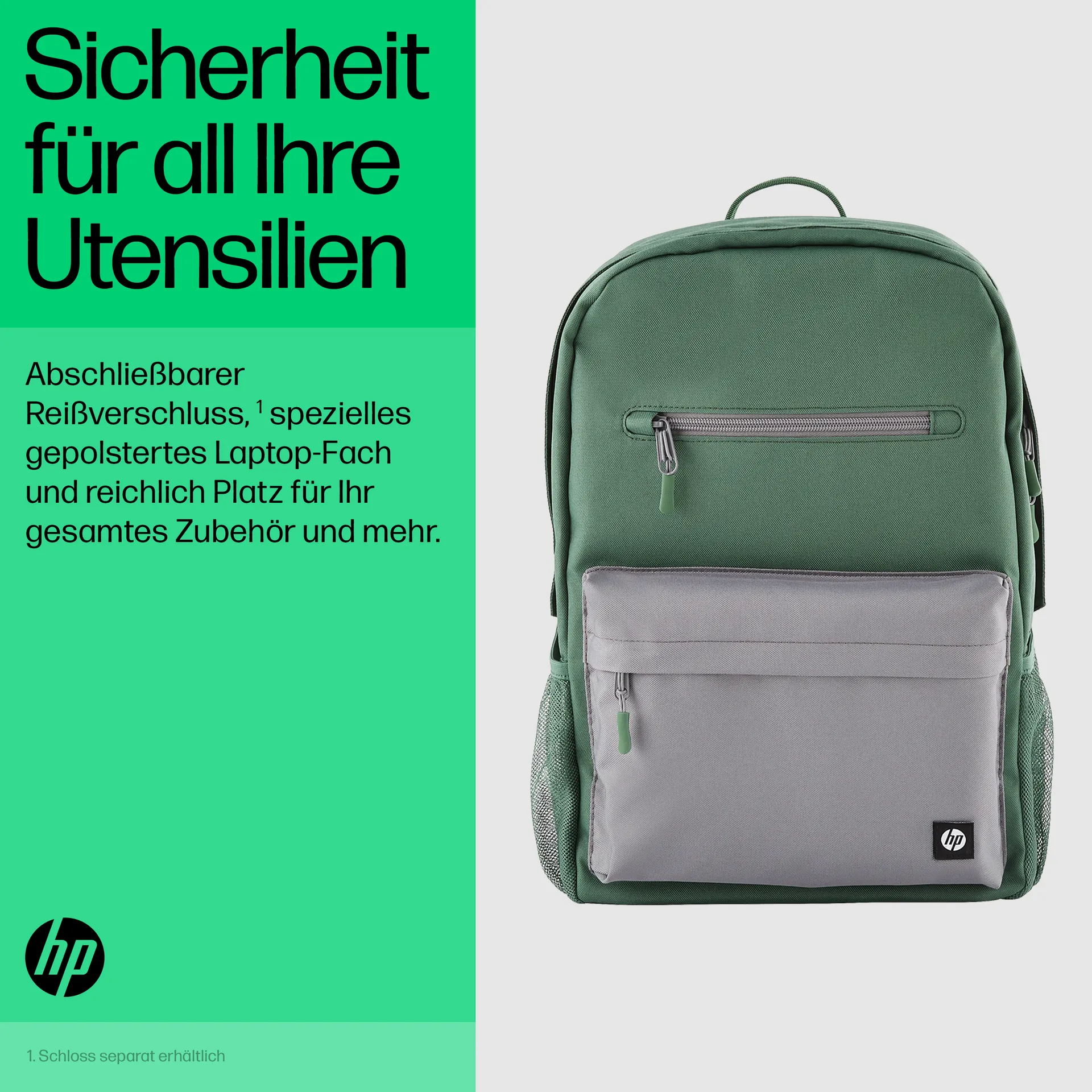 HP Campus Rucksack (grün) – Bild 5